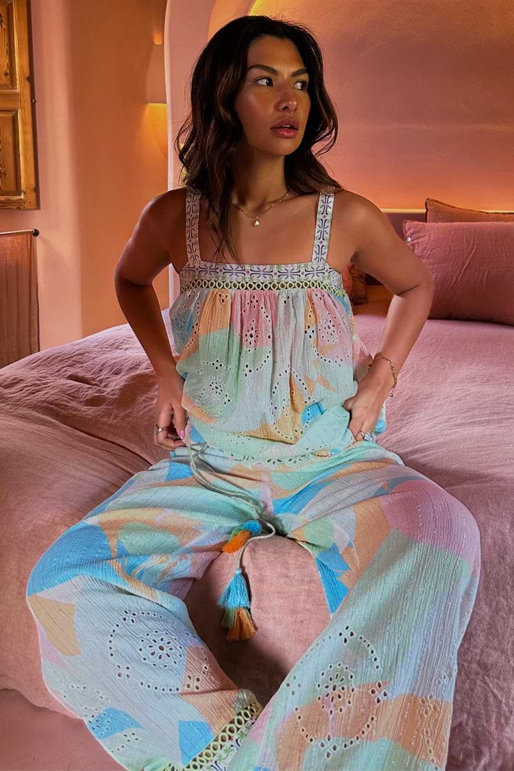 Printed Broderie Pyjama Set