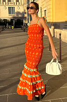 Thumbnail for Orange Sahara Shirred Piper Skirt