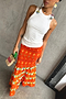 Orange Sahara Shirred Piper Skirt