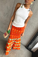 Thumbnail for Orange Sahara Shirred Piper Skirt