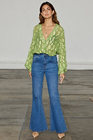 Thumbnail for caption_Model wears Denim Flare Scallop Jean  in UK size 8/ US 4