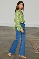 Thumbnail for caption_Model wears Denim Flare Scallop Jean  in UK size 8/ US 4