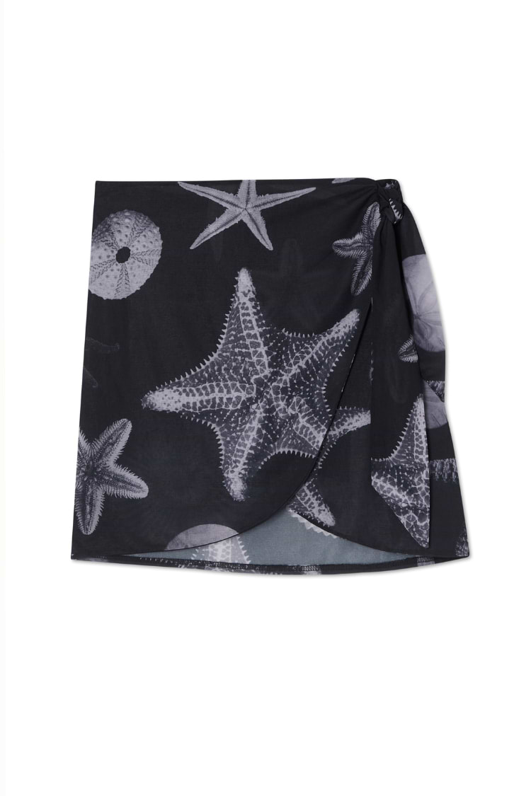 Black Seashell Mesh Mini Skirt