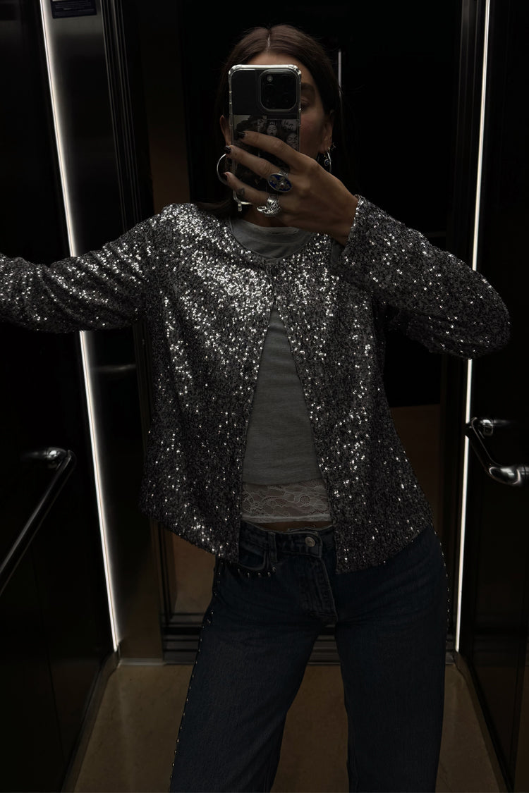 Gunmetal Alexa Sequin Cardigan