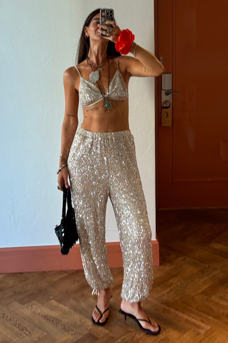 Silver Sequin Naomi Trousers
