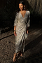 Silver Sequin Kira Wrap Dress Petite