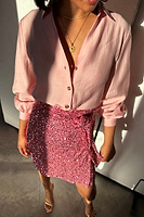 Thumbnail for Pink Sequin Mini Jaspre Skirt Petite
