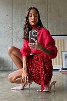 Thumbnail for Red Sequin Mini Jaspre Skirt Petite
