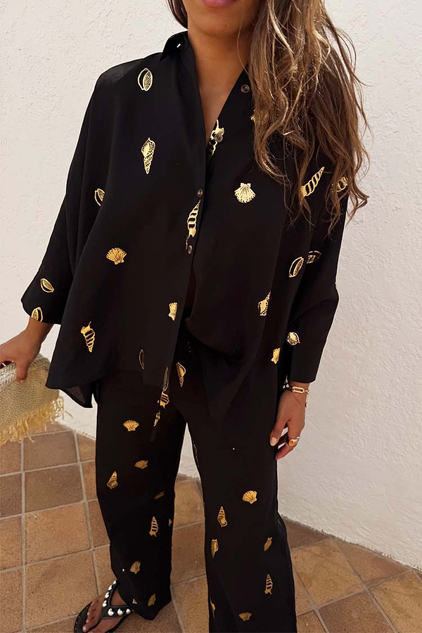Black Shell Cape Shirt