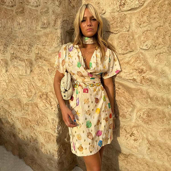 Cream Shell Mini Wrap Dress Never Fully Dressed Cream Shell Mini Wrap Dress Never Fully Dressed