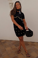 Thumbnail for Black Crochet Shell Wrap Skirt