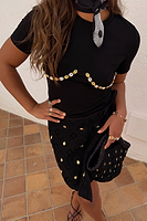 Thumbnail for Black Crochet Shell Wrap Skirt