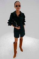 Thumbnail for caption_Model wears Black Sicily Shirt Dress in UK size 8/ US 4