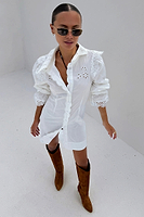 Thumbnail for caption_Model wears White Sicily Shirt Dress in UK size 8/ US 4