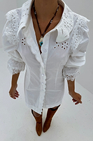 Thumbnail for caption_Model wears White Sicily Shirt Dress in UK size 8/ US 4