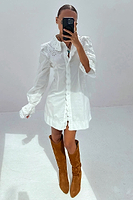 Thumbnail for caption_Model wears White Sicily Shirt Dress in UK size 8/ US 4