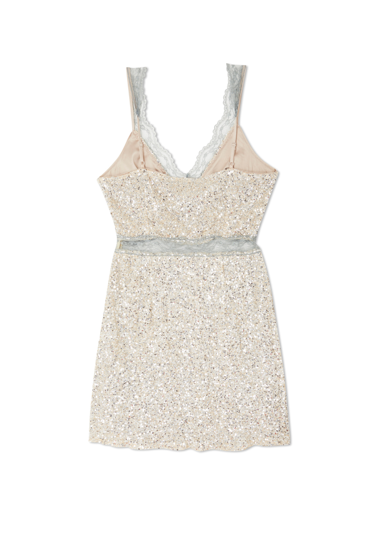 Silver Sequin Mini Mimi Dress Petite