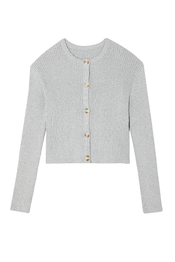 Silver cropped cardigan sales