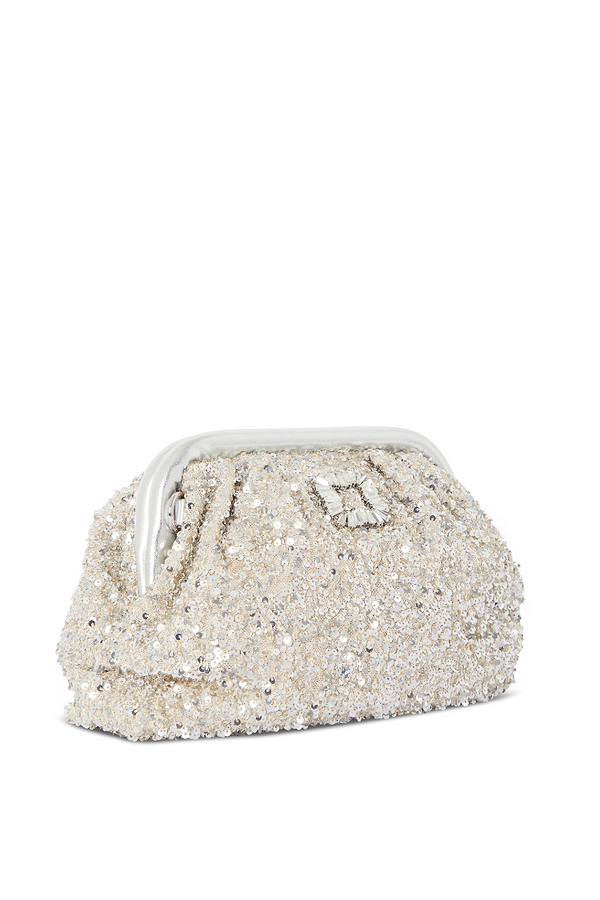 White glitter clutch bag online