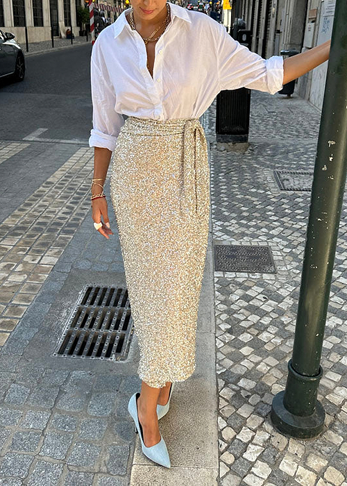 Sequin Maxi Wrap Jaspre Skirt
