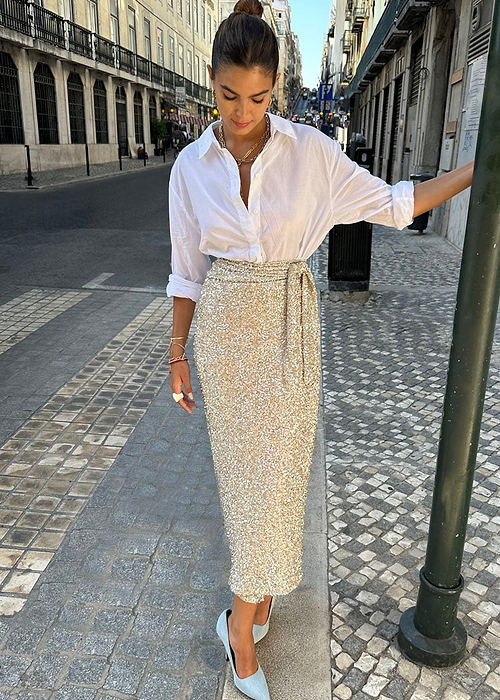 Sequin Maxi Wrap Jaspre Skirt