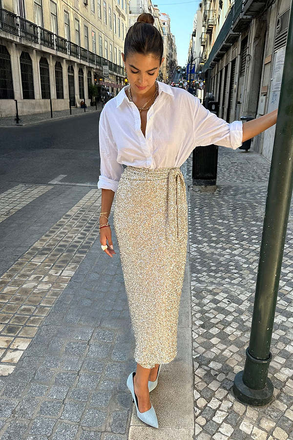 Sequin Maxi Wrap Jaspre Skirt Petite