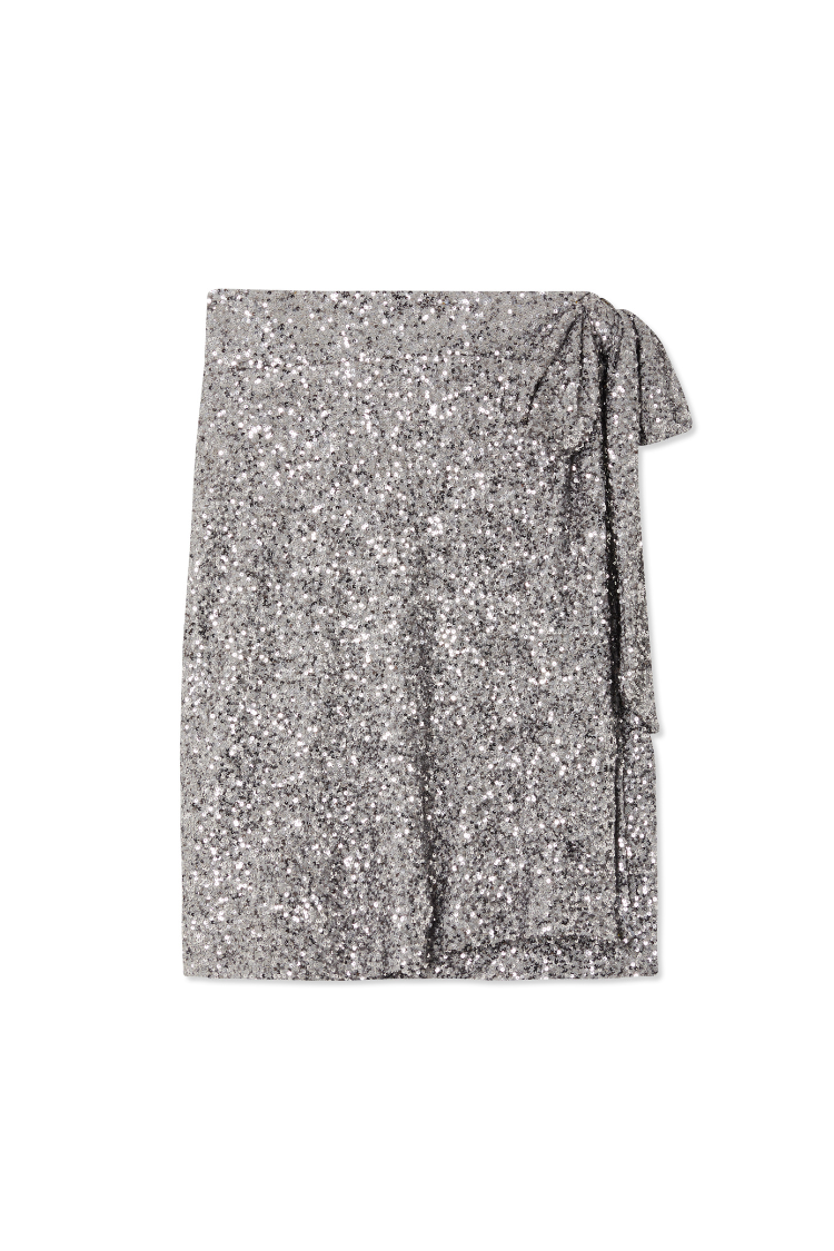 Gunmetal Sequin Mini Jaspre Skirt Petite