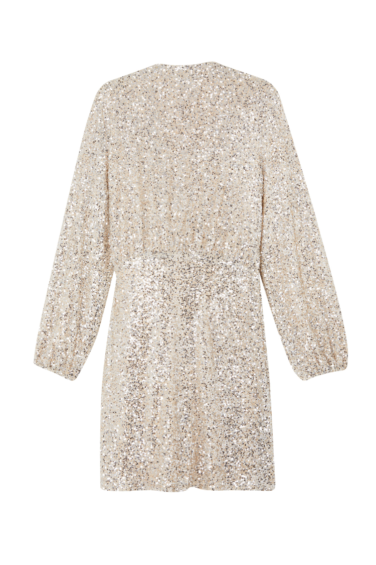 Silver Sequin Mini Vienna Wrap Dress