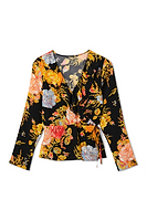 Thumbnail for Black Sofia Floral Wrap Top