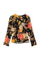 Thumbnail for Black Sofia Floral Wrap Top