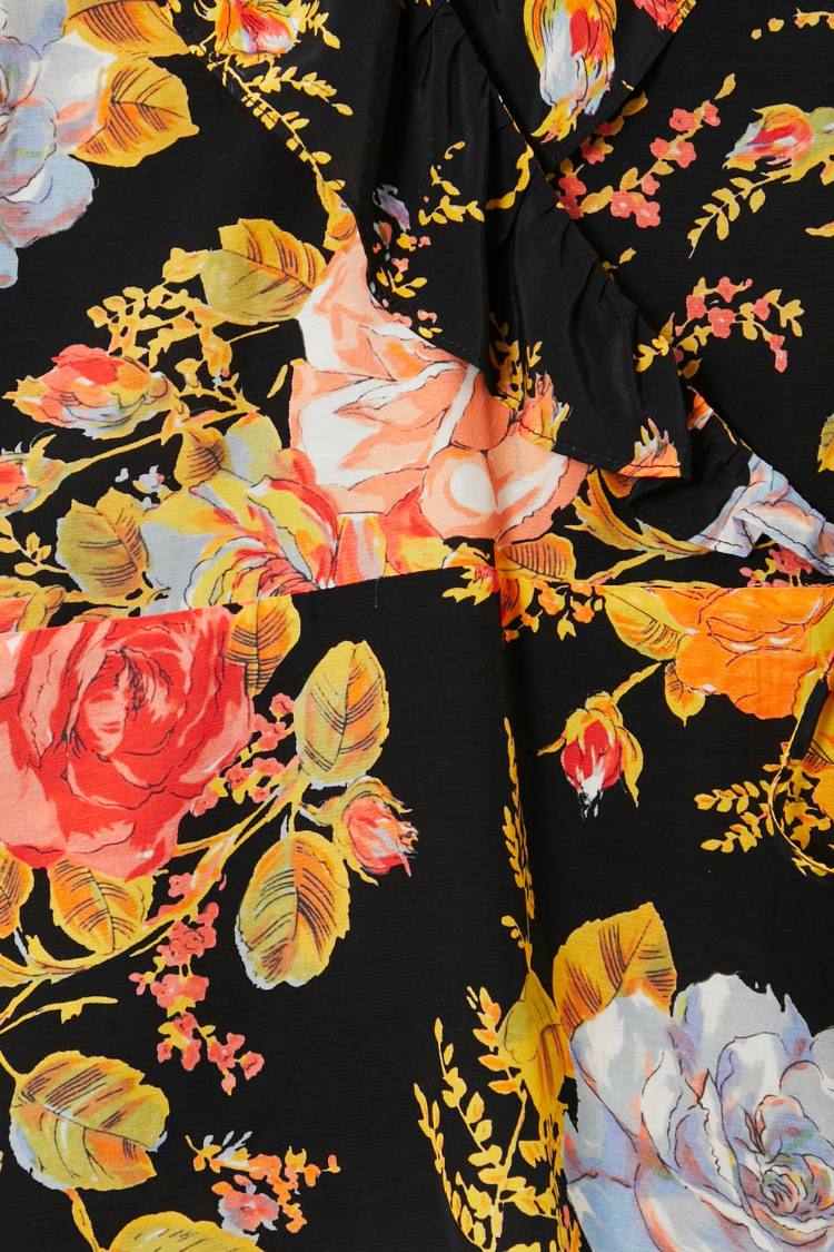 Black Sofia Floral Wrap Top