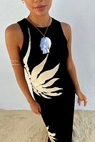 Thumbnail for caption_Model wears Black Sol Tank Top  in size S