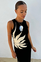 Thumbnail for caption_Model wears Black Sol Tank Top  in size S