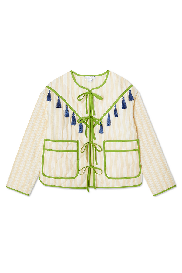 【送料無料/新品】 Butter Yellow Stripe Quilted Jacket – Never Fully Dressed ジャケット・アウター