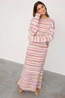 Thumbnail for caption_Model wears Multi Stripe Jumper in UK size M