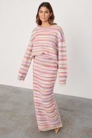 Thumbnail for caption_Model wears Multi Stripe Jumper in UK size M