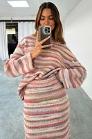 Thumbnail for caption_Model wears Multi Stripe Jumper in UK size M