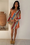 Sunset Stripe Mini Wrap Dress