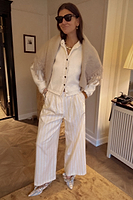 Thumbnail for Butter Yellow Stripe Suki Trousers Petite