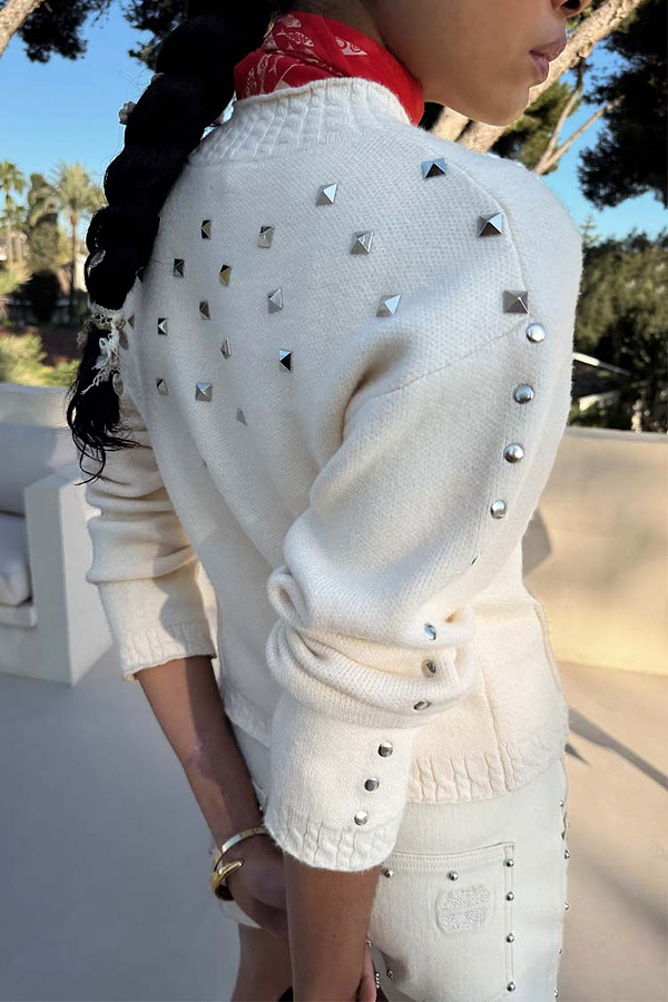 Ecru Studded Cardigan