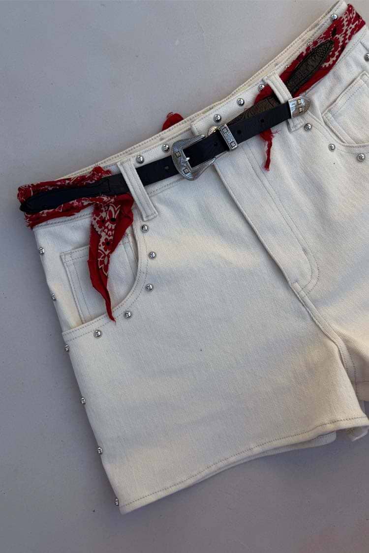 Ecru Studded Hot Pant