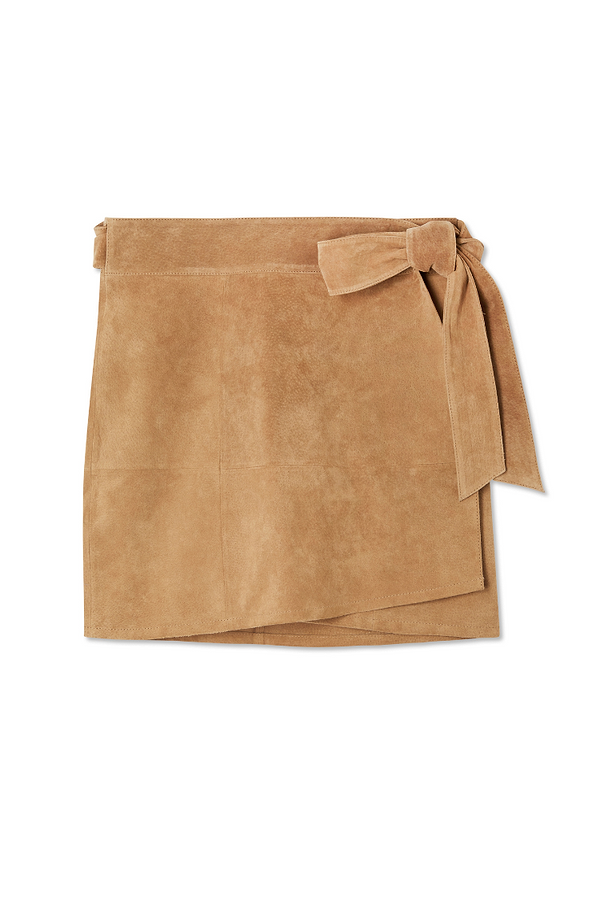 Suede mini wrap skirt top
