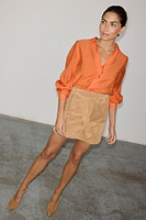 Thumbnail for caption_Model wears Suede Mini Jaspre Skirt in UK size 10/ US 6