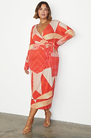 Thumbnail for caption_Model wears Reversible Sundial Wrap Dress in UK size 18 / US 14