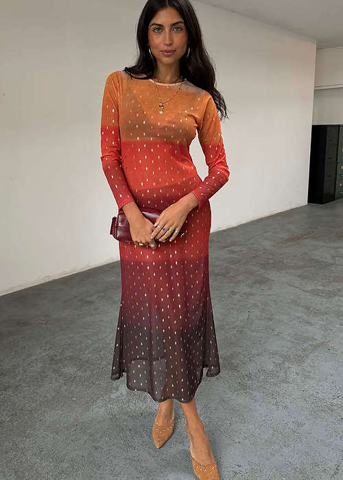 Orange Sunset Mesh Dress