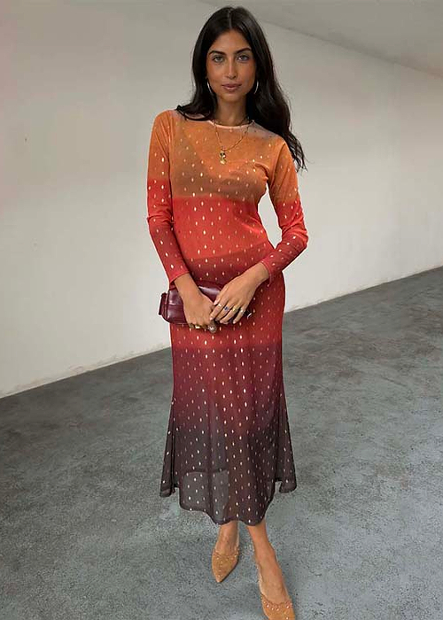 Orange Sunset Mesh Dress