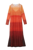 Thumbnail for Orange Sunset Mesh Dress Petite