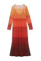 Thumbnail for Orange Sunset Mesh Dress Petite