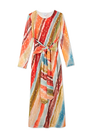 Thumbnail for Sunset Stripe Mesh Midi Dress