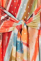 Thumbnail for Sunset Stripe Mesh Midi Dress